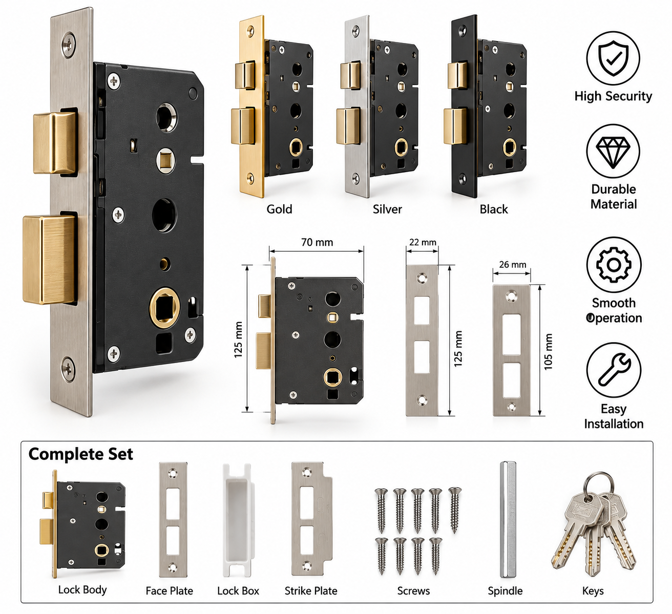 Heavy Duty Mortise Door Lock