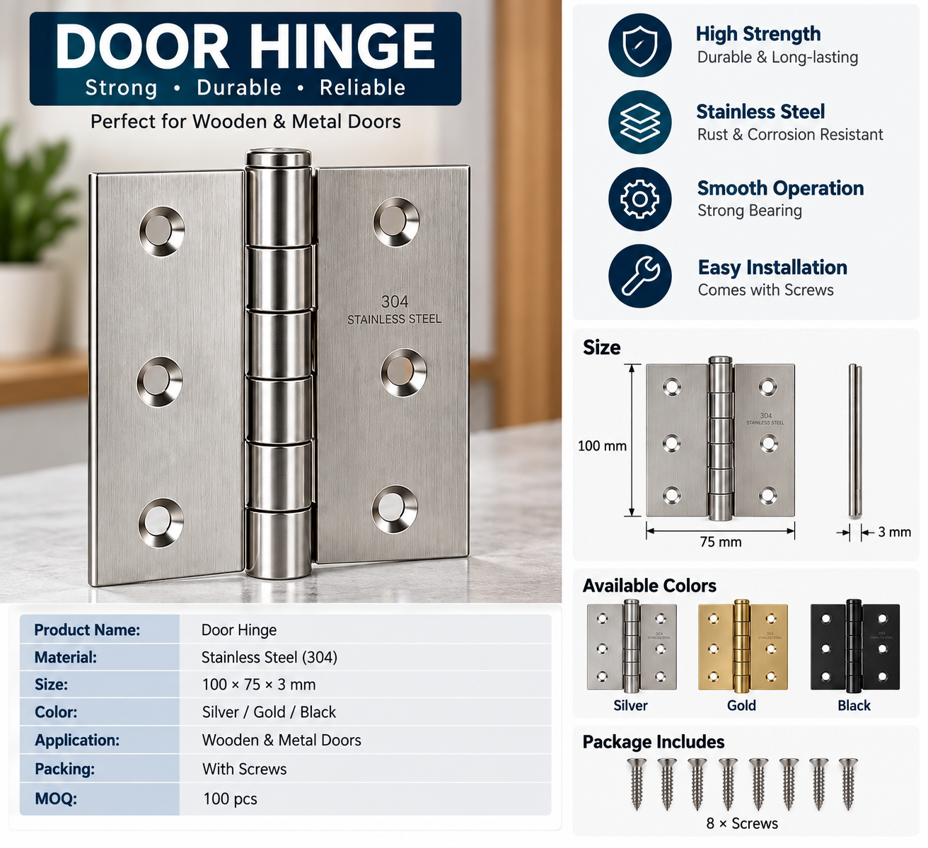 304 Stainless Steel Door Hinge